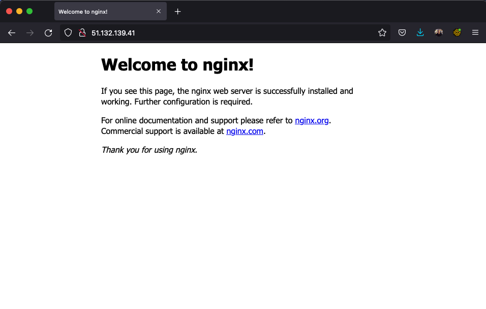 Nginx Default Webpage - IP Addr