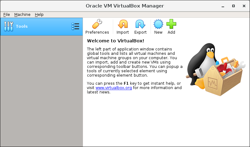 virtualbox splash page